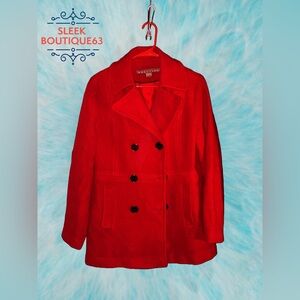 Title: Stunning Kenneth Cole Reaction Red Wool Coat - Women's Large - Excellent